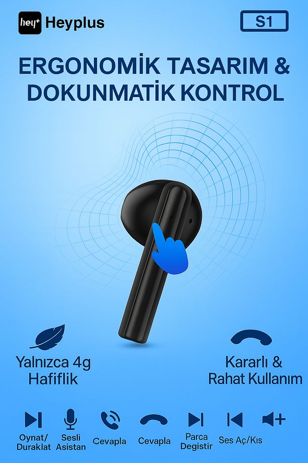 S1 Bluetooth Kulaklık , Ios Android Uyumlu , Kablosuz Kulaklık (ENC-4MİKROFON) - 3