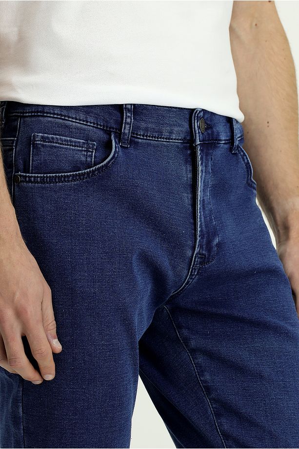 Regular Fit Pamuklu Denim Look Pantolon - 5