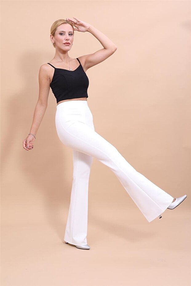 İspanyol Paça Pantolon-ekru - 1