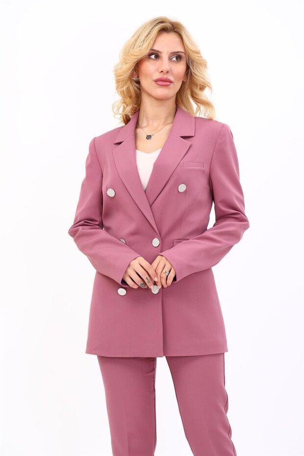 Men's Lapel Collar Blazer Jacket-Rose - 1034100