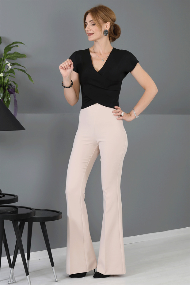 İspanyol Paça Pantolon-Vizon - 3