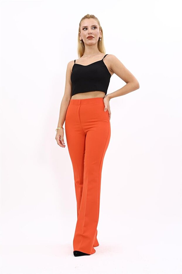 İspanyol Paça Pantolon-Turuncu - 5
