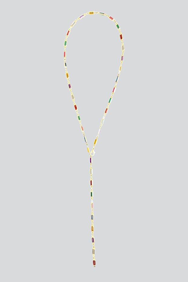 Renkli Taşlı Y Kolye - 2