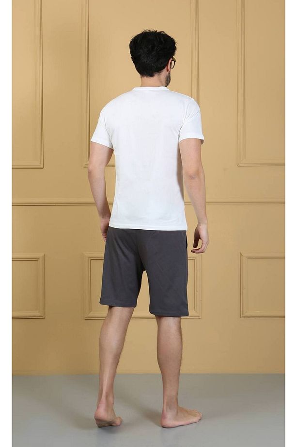 Erkek %100 Pamuk Baskılı Kısa Kollu Şortlu Cepli Yazlık Pijama Takımı - 8