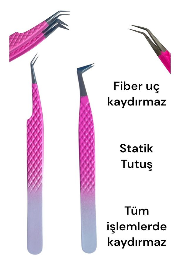 Ipek Kirpik Cımbız SET 2 Li Fiber Uç Tüm Kirpik Işlemleri Için Ipek Kirpik Cımbız - 5