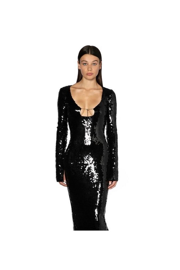 Lüks Designer Sequins Elbise Gece Parti Davet Özel Davet - 4