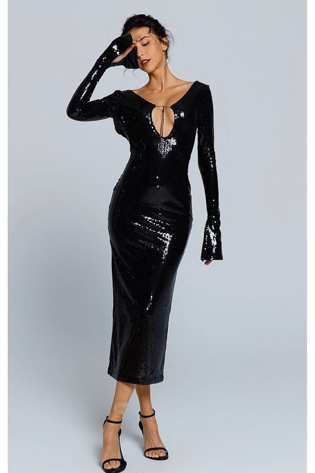 Lüks Designer Sequins Elbise Gece Parti Davet Özel Davet - 1