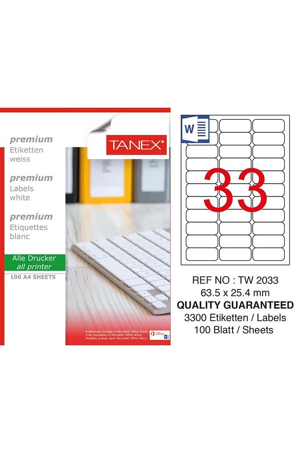 Tw-2033 Laser Etiket 100 Lü Paket - 1