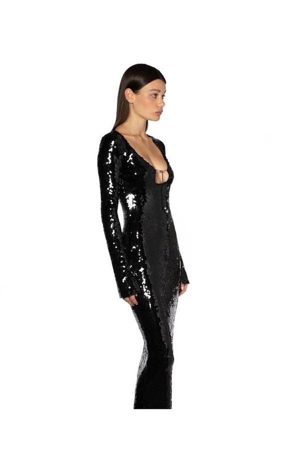 Lüks Designer Sequins Elbise Gece Parti Davet Özel Davet - 3