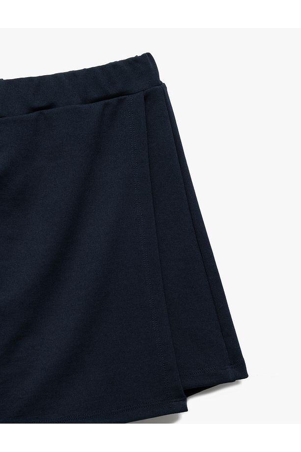 Beli Lastikli Viskon Karışımlı Basic Şort Etek - 4