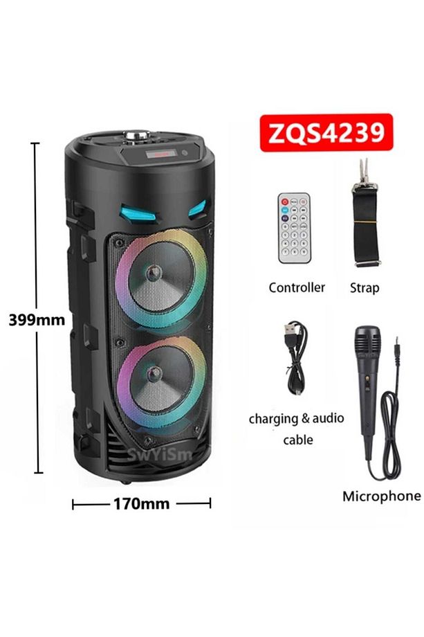 Karaoke Mikrofonlu Bluetooth Hoparlör Led Işıklı Taşınabilir Kablosuz Speaker - 2