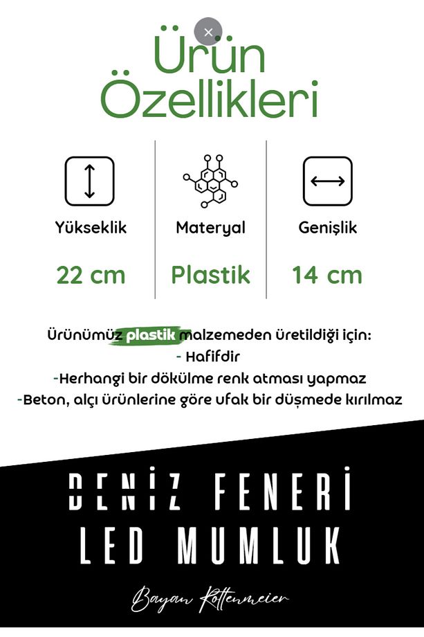 Deniz Feneri Led Mumluk Led Tealight Dekoratif Obje Biblo Dekor (LED MUMLUK DAHİL) - 2