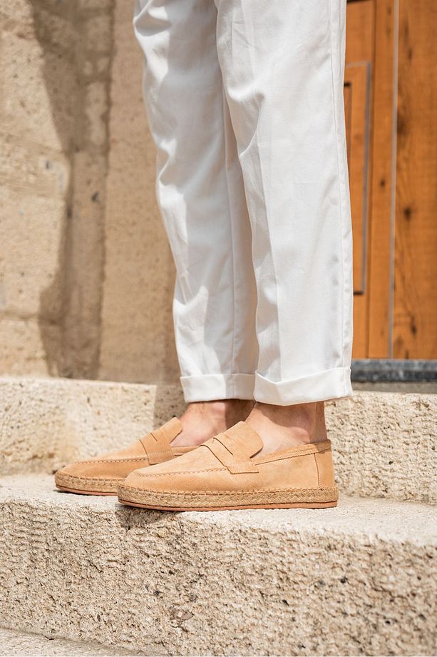 Minoa Bej Loafer Süet Deri Espadril - 1