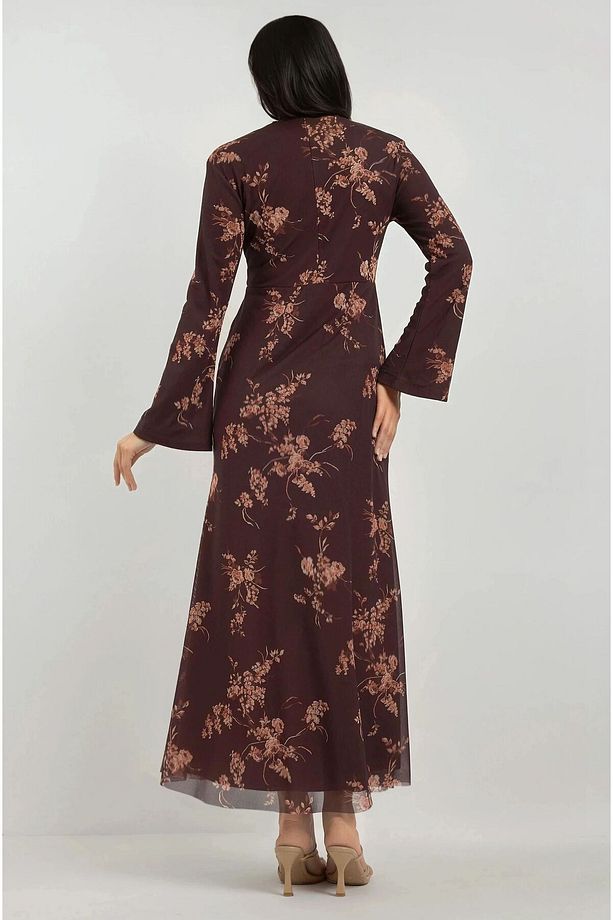 Çiçek Desenli Modest Elbise - 4