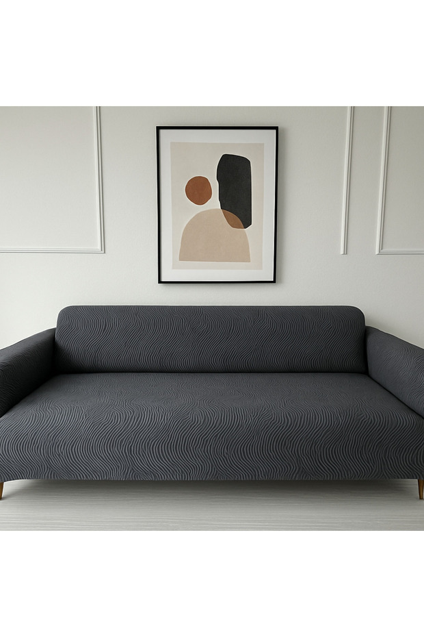 Maxi Sofa Bed Cover, Non-Slip, Anti-Sweat, Anti-Flame, 3+3+1+1 Anthracite