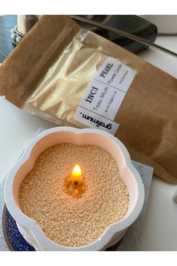 Sarı Sesefli Inci Tozu Mum Sonsuzluk Tozu Mum Doğal Mum Kokusuz Mum 20 Adet Fitil Ile 100gr - 1