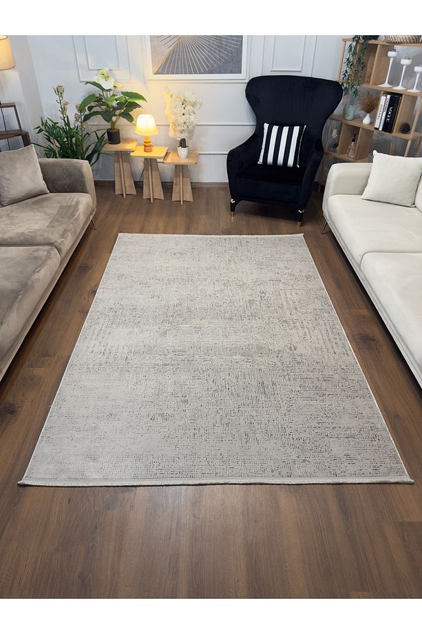 Lotus C24 Bej - Sentetik Bambu Parlak Saten Salon Koridor Mutfak Halısı - 7