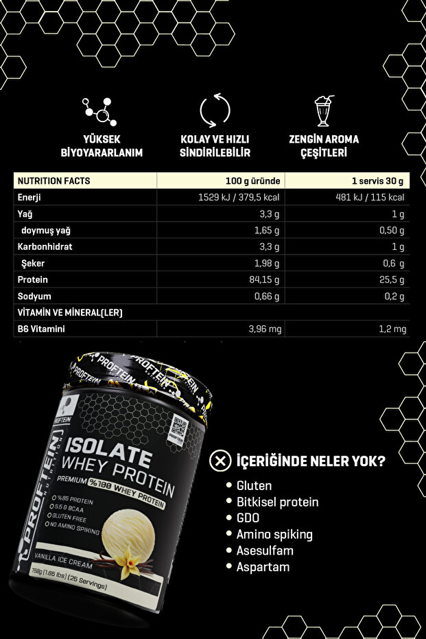 Whey Isolate 750g 25 Servis Vanilya Aromalı - 2