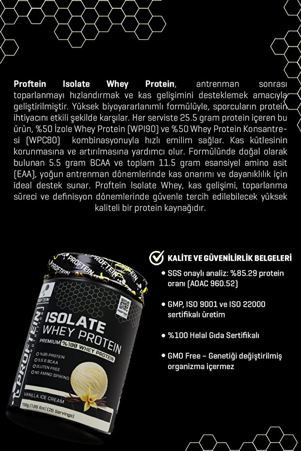 Whey Isolate 750g 25 Servis Vanilya Aromalı - 3