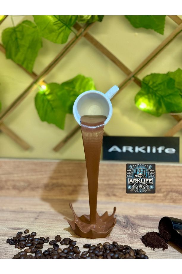 2li Set Coffe Yazısı Ve Kahve Köşesi Dökülen Kahve Fincan Figürü 3d Dekoratif Obje Ve Biblo - 6