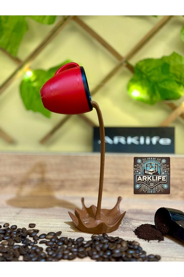 2li Set Coffe Yazısı Ve Kahve Köşesi Dökülen Kahve Fincan Figürü 3d Dekoratif Obje Ve Biblo - 6