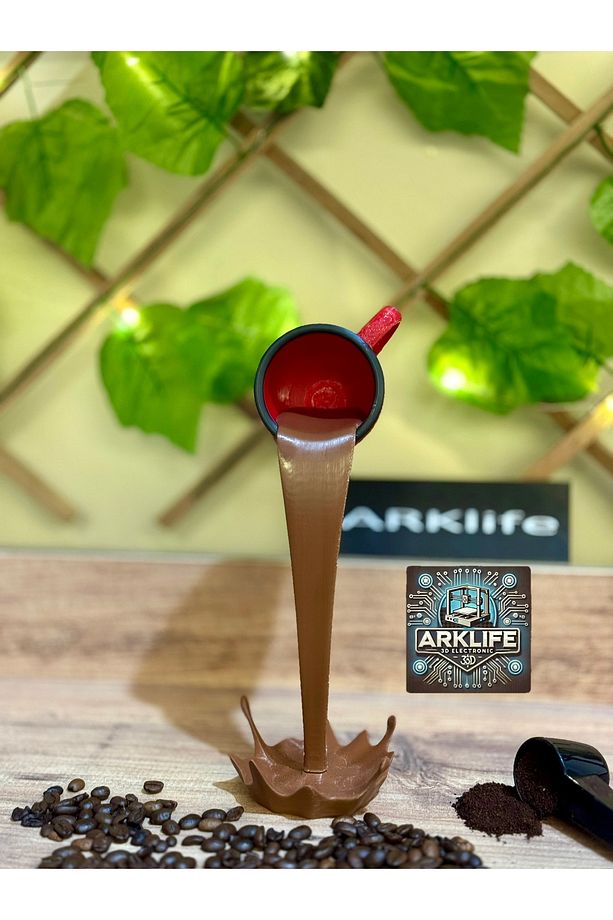 2li Set Coffe Yazısı Ve Kahve Köşesi Dökülen Kahve Fincan Figürü 3d Dekoratif Obje Ve Biblo - 5