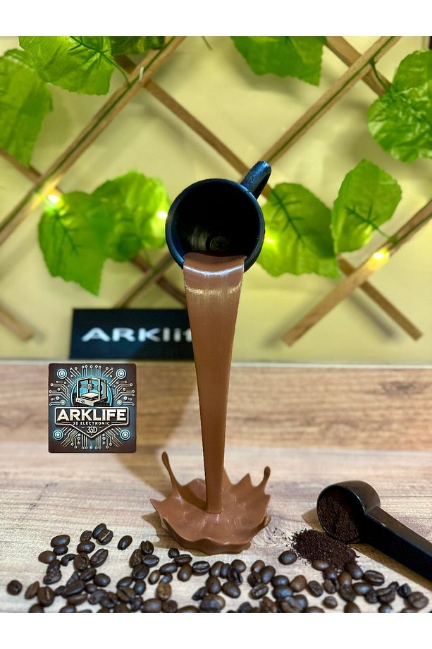 2li Set Coffe Yazısı Ve Kahve Köşesi Dökülen Kahve Fincan Figürü 3d Dekoratif Obje Ve Biblo - 6