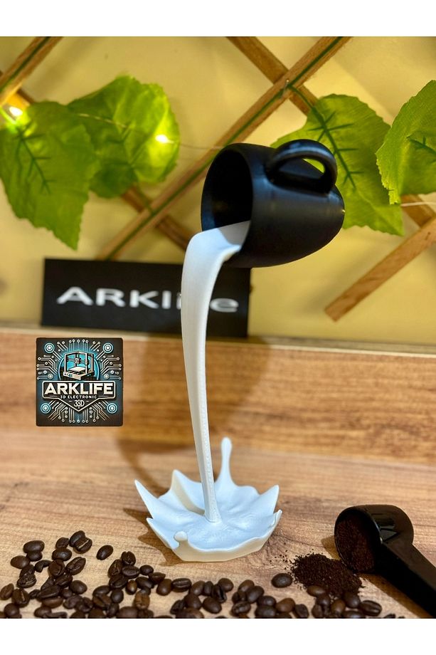 2li Set Coffe Yazısı Ve Kahve Köşesi Dökülen Kahve Fincan Figürü 3d Dekoratif Obje Ve Biblo - 3