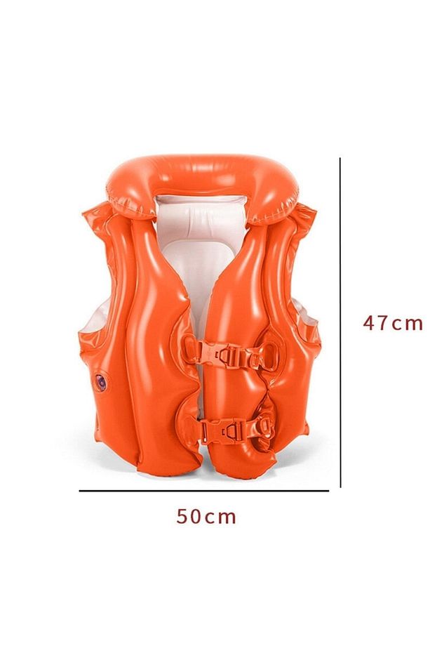 Şişme Can Yeleği Yüzme Can Yeleği Deniz Yeleği Şişme Cankurtaran Yelek Life Vest Emniyet 50x47 cm. - 4