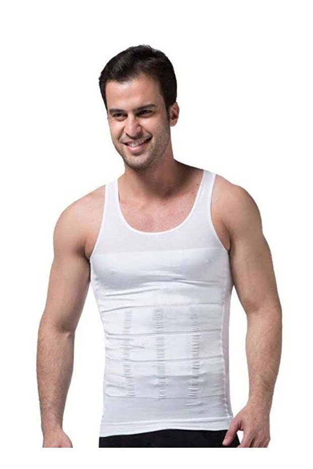 قميص داخلي رجالي لتنحيف الجسم باللون الأبيض - 1