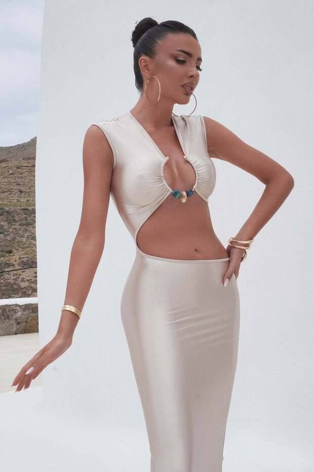 Rochie Dama Lunga Bej Cerelia - 1