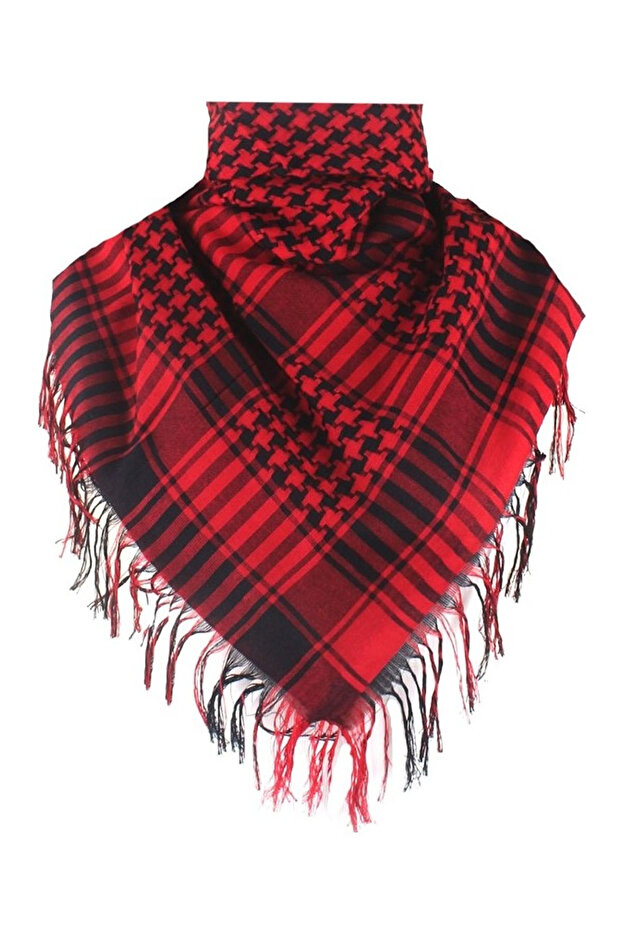 Cotton Puşi Red Black Authentic Kefiye Shawl Large Size