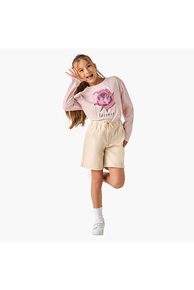 شورت سادة مع رباط للإغلاق وجيوب - 2