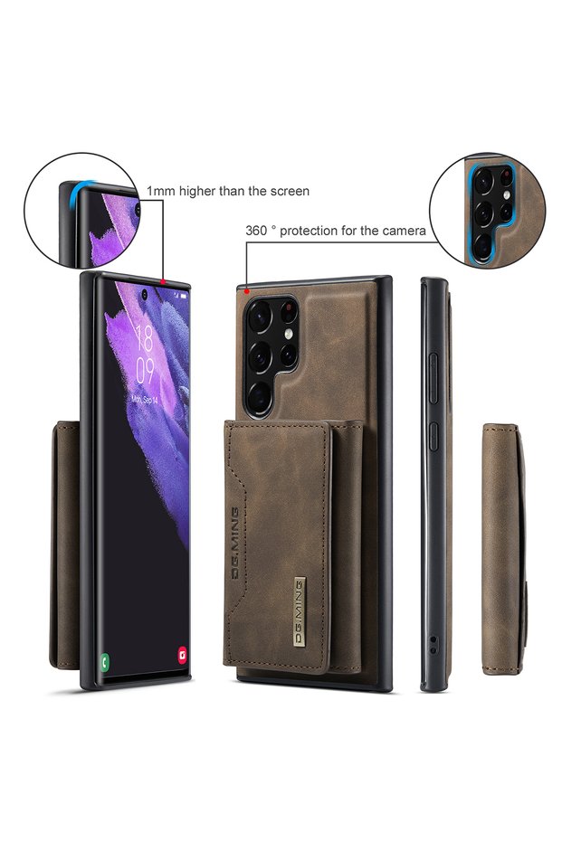 Samsung Galaxy S23 Ultra Compatible Leather Phone Case with Detachable Wallet