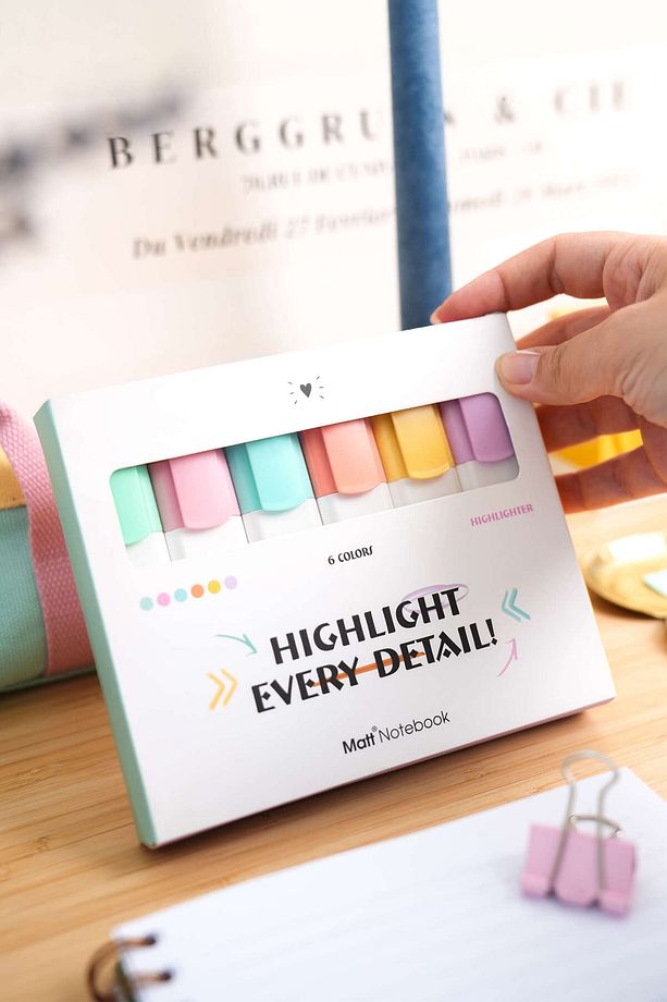 6'lı Highlighter Pastel Renk Fosforlu Kalem Seti - 1