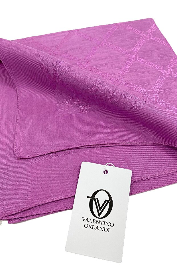 Siena, Jacquard Scarf - Logo Pattern - 08 - Fuchsia