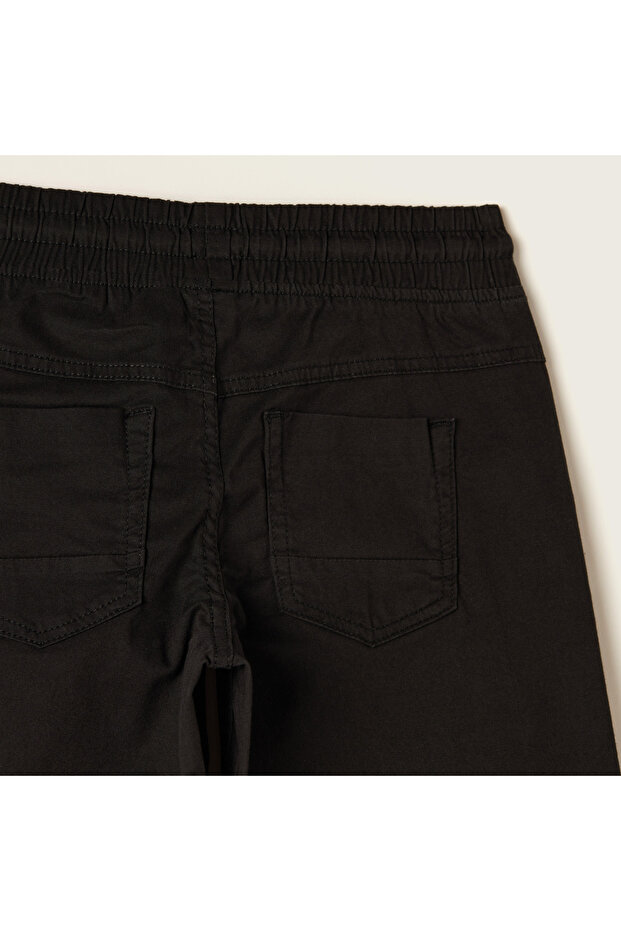 بنطلون سادة مع رباط للإغلاق - 4