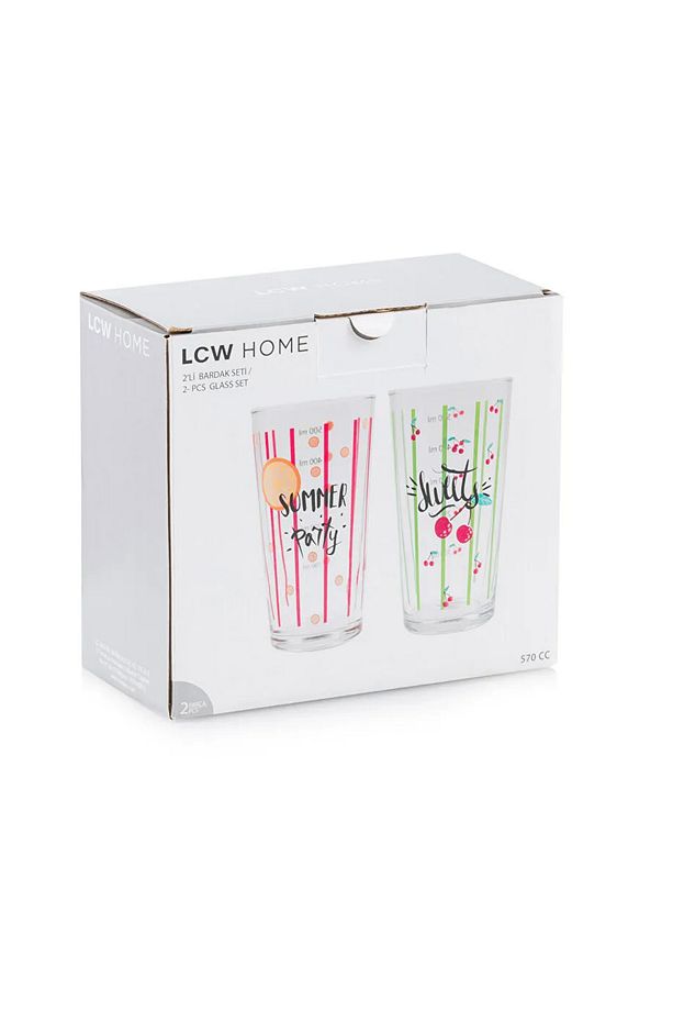 LCW HOME Karişik Baskılı Cam Bardak Seti 2'li 500 ml - 5