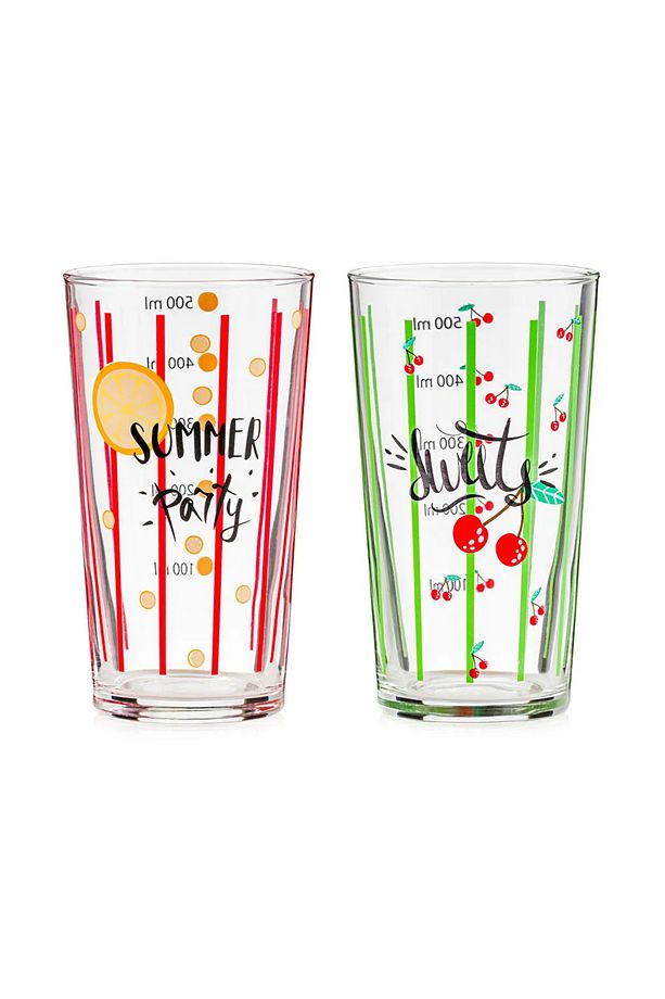 LCW HOME Karişik Baskılı Cam Bardak Seti 2'li 500 ml - 6