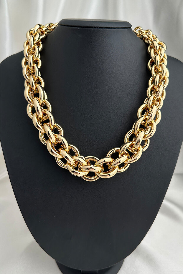 قلادة سلسلة بتصميم حلقات متداخلة (40 سم) - 1