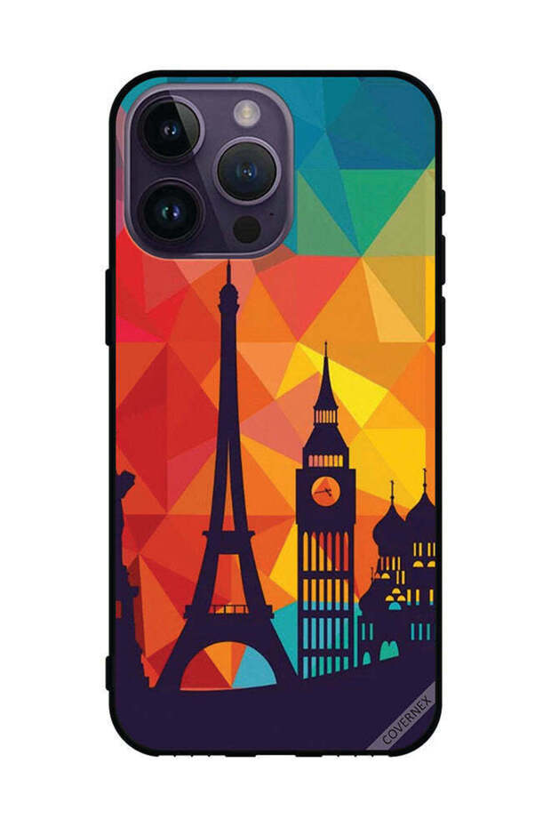 غطاء حماية لجهاز Apple iPhone 14 Pro Max بنمط باريس الملون