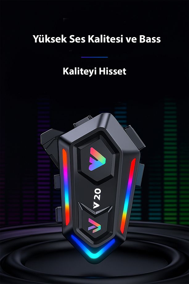 V20 Intercom Motosiklet Kask İçi Bluetooth Kulaklık Kablosuz Gürültü Engelleme, ANC Uzun Pil Ömrü - 4