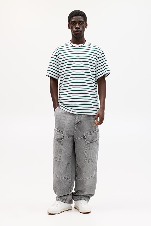 Çizgili kısa kollu tişört - 2