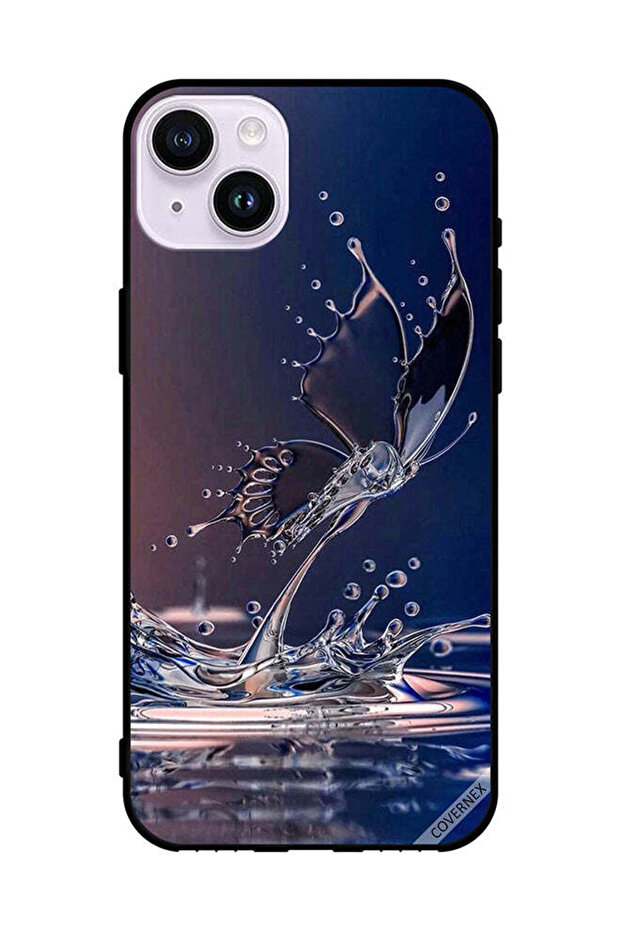غطاء حماية لهاتف Apple iPhone 14 - قطرات الماء - فراشة