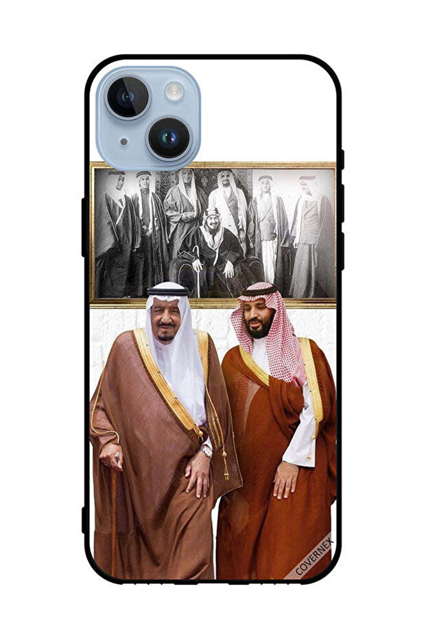 غطاء حماية لهاتف أبل آيفون 14 بلس الملك سلمان وولي العهد يتحدثان أثناء المشي