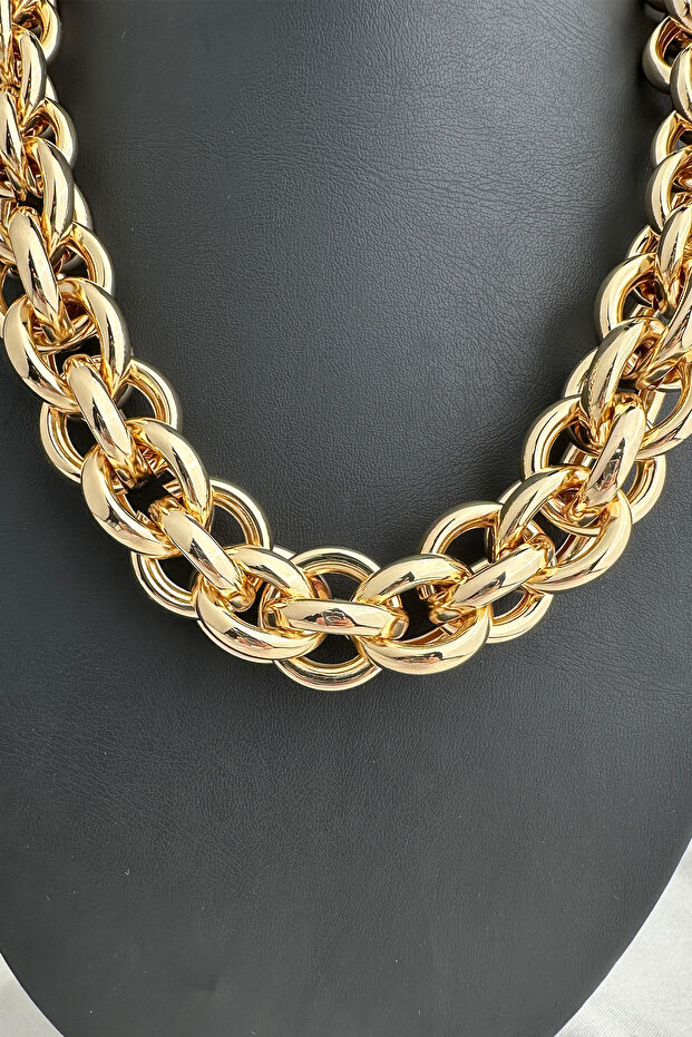 قلادة سلسلة بتصميم حلقات متداخلة (40 سم) - 2