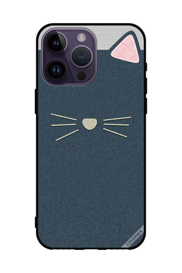 Protective Case Cover For Apple iPhone 14 Pro Max Cat Leather Pattern