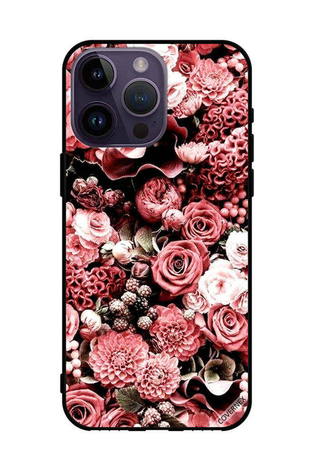 غطاء حماية لهاتف Apple iPhone 14 Pro Max - لون الخوخ والورود 2