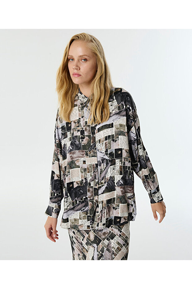 GÖRSEL BASKILI OVERSIZE GÖMLEK - 1