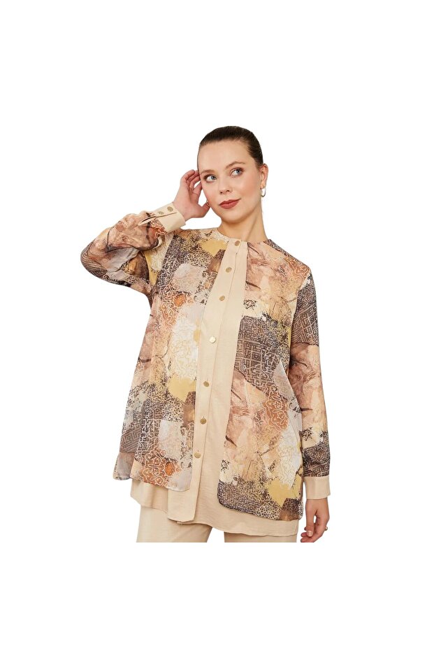 مجموعة تونيك من الشيفون بنمط عرقي - 3